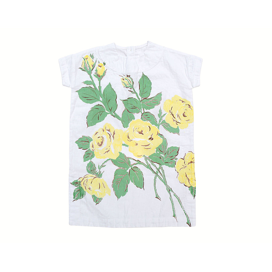 Tambere White Linen Flowers Tee Dress