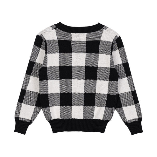 Rock Your Baby Black Checkered Knit Cardigan