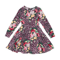Rock Your Baby Floral Pink Leopard Floral Waisted Dress