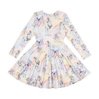 Rock Your Baby Multi Sorbet Unicorn Long Sleeve Waisted Dress
