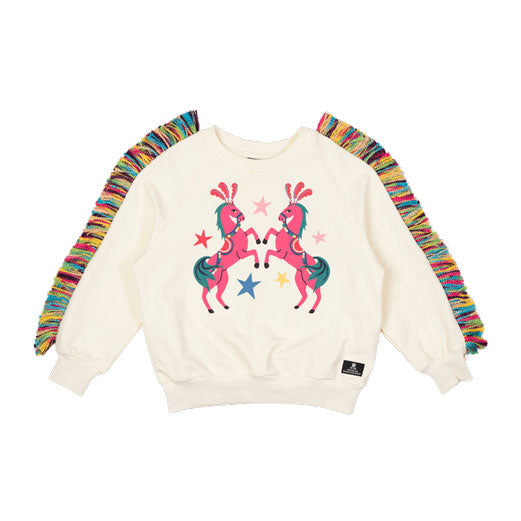 Rock Your Baby Cream Parade Fringe Sweatshirt