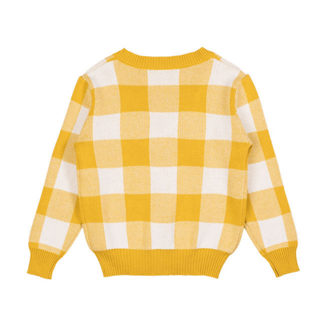Rock Your Baby Mustard Checkered Knit Cardigan