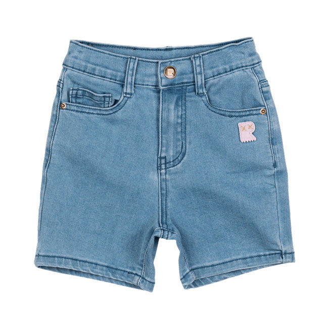 Rock Your Baby Washed Blue Denim Mum Shorts