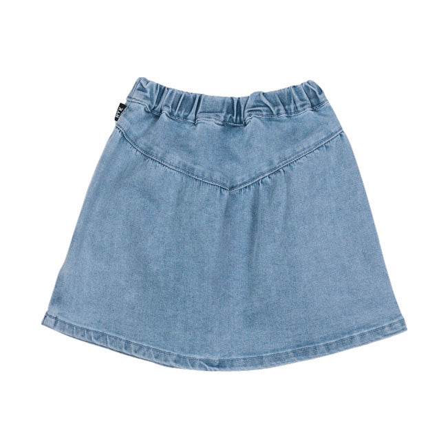 Rock Your Baby Washed Blue Denim Yoke Skirt
