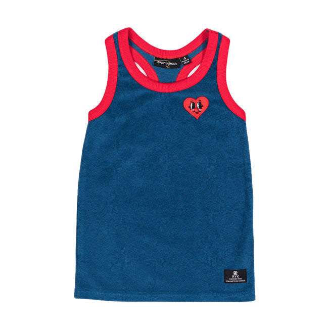 Rock Your Baby Blue Happy Hearts Singlet