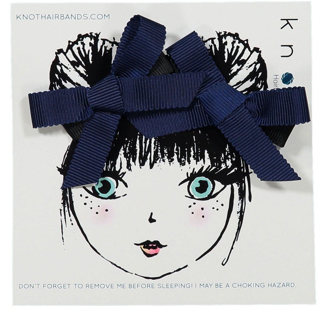 Knot Hairbands Classic Blue Trace Ribbon Bow Mini Clip Set