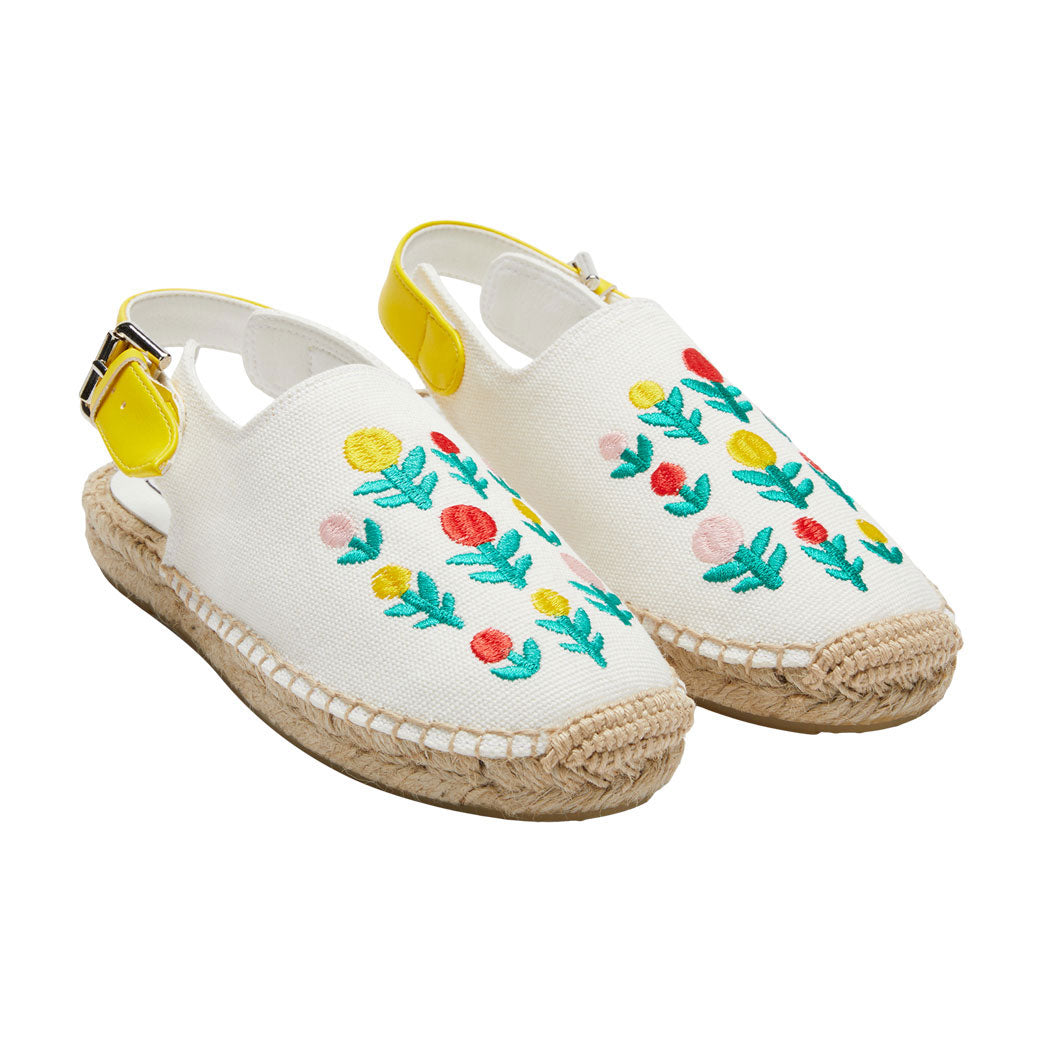 Stella McCartney White Canvas Flowers Embroidery Espadrilles