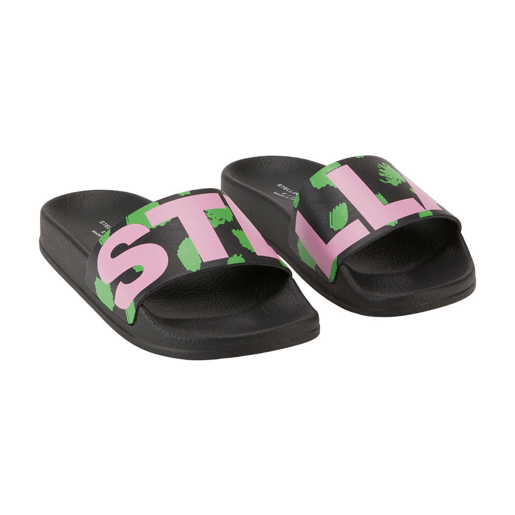 Stella McCartney Black Camo Print Sliders
