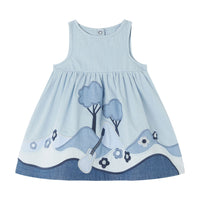 Stella McCartney Blue Landscape Patch Chambray Baby Dress