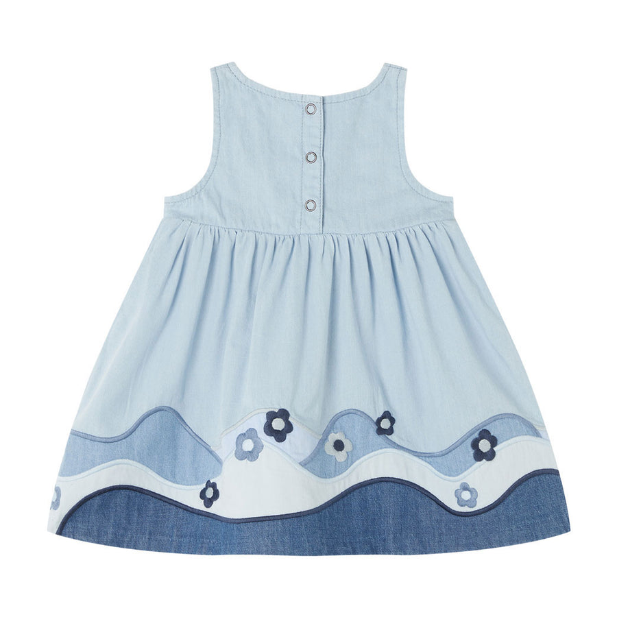 Stella McCartney Blue Landscape Patch Chambray Baby Dress