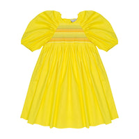 Stella McCartney Yellow Cotton Satin Puff Sleeves Dress