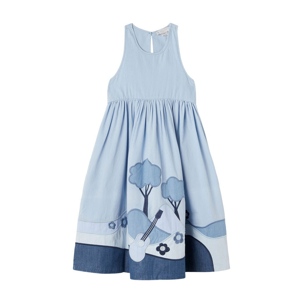 Stella McCartney Blue Chambray Landscape Patches Dress