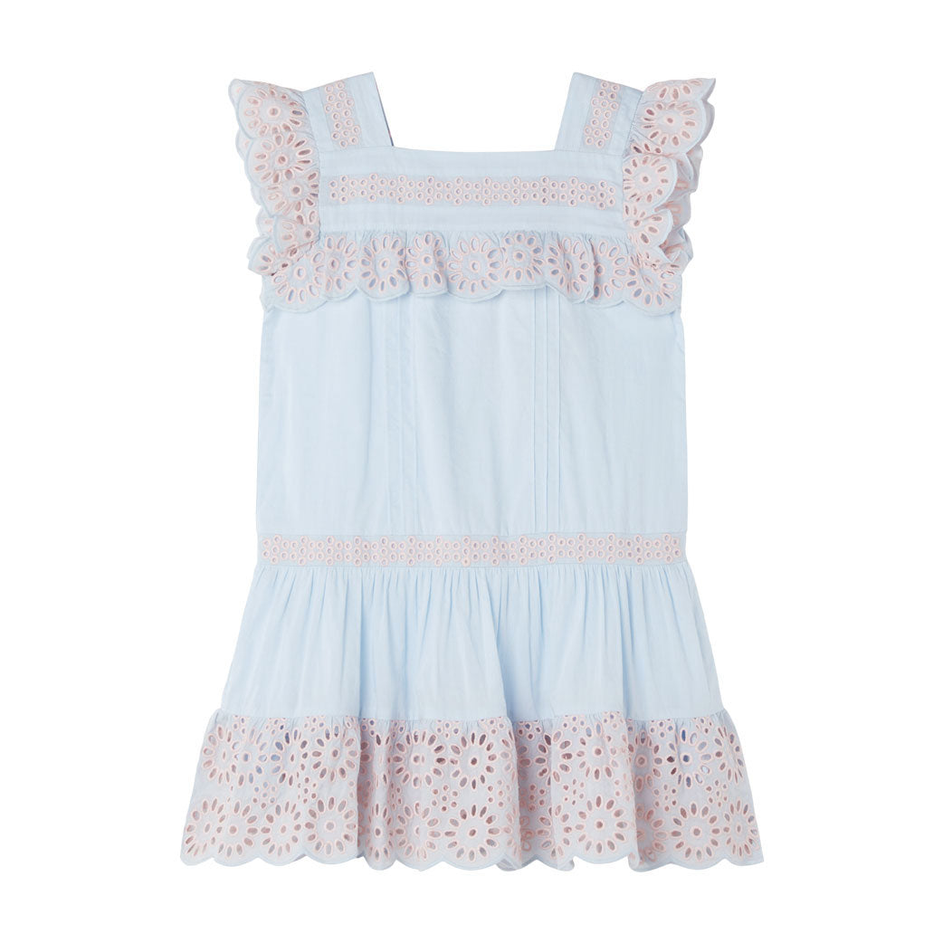 Stella McCartney Light Blue Broderie Flowers Dress