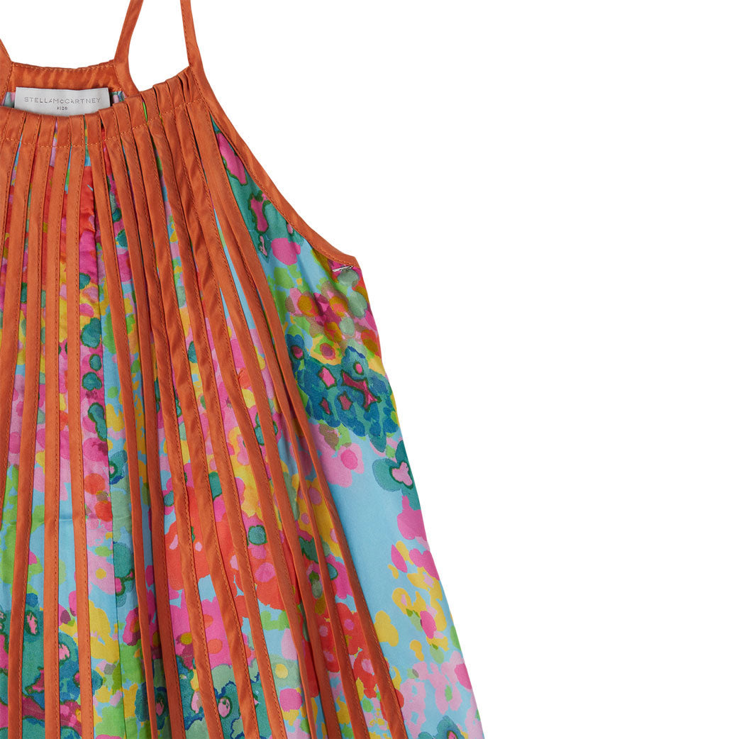 Stella McCartney Blue Painted Floral Cupro Dress