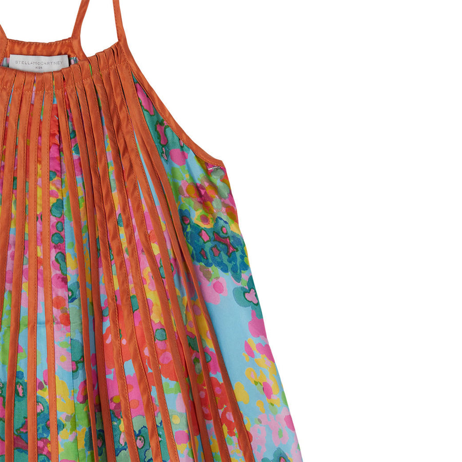 Stella McCartney Blue Painted Floral Cupro Dress