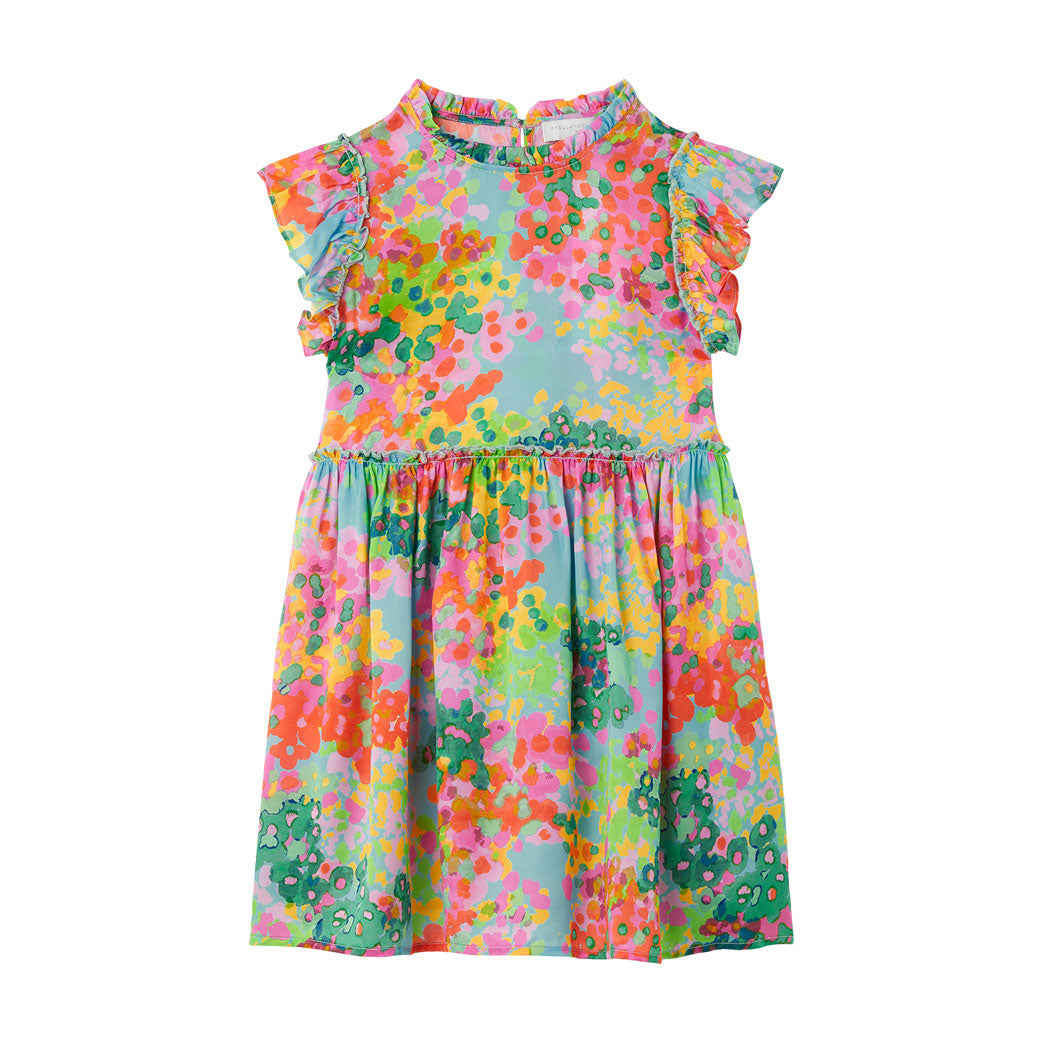 Stella McCartney Blue Painted Floral Cupro Dress