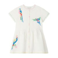 Stella McCartney White Linen Parrots Embroidery Dress