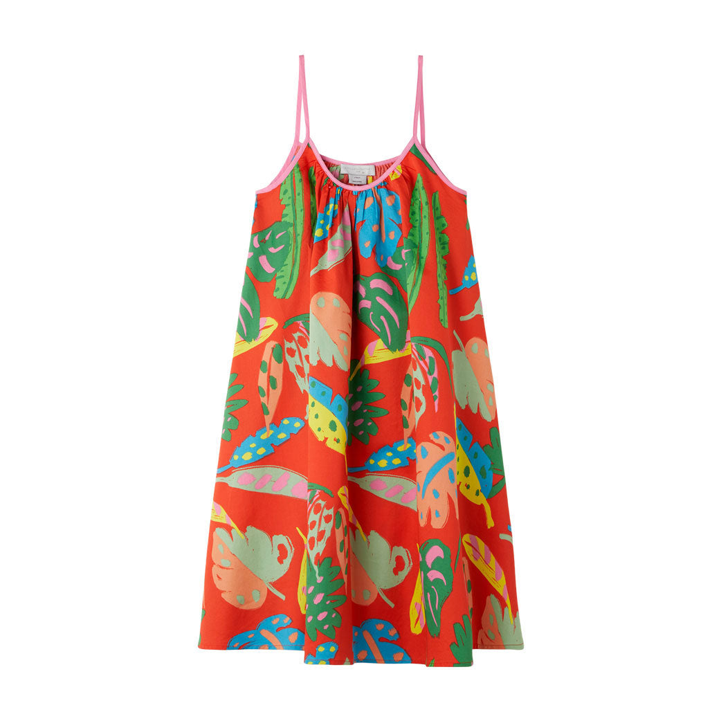 Stella McCartney Red Sleeveless Palm Leaves Dress
