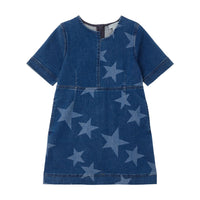 Stella McCartney Navy Ss Bleached Stars Strech Denim Dress