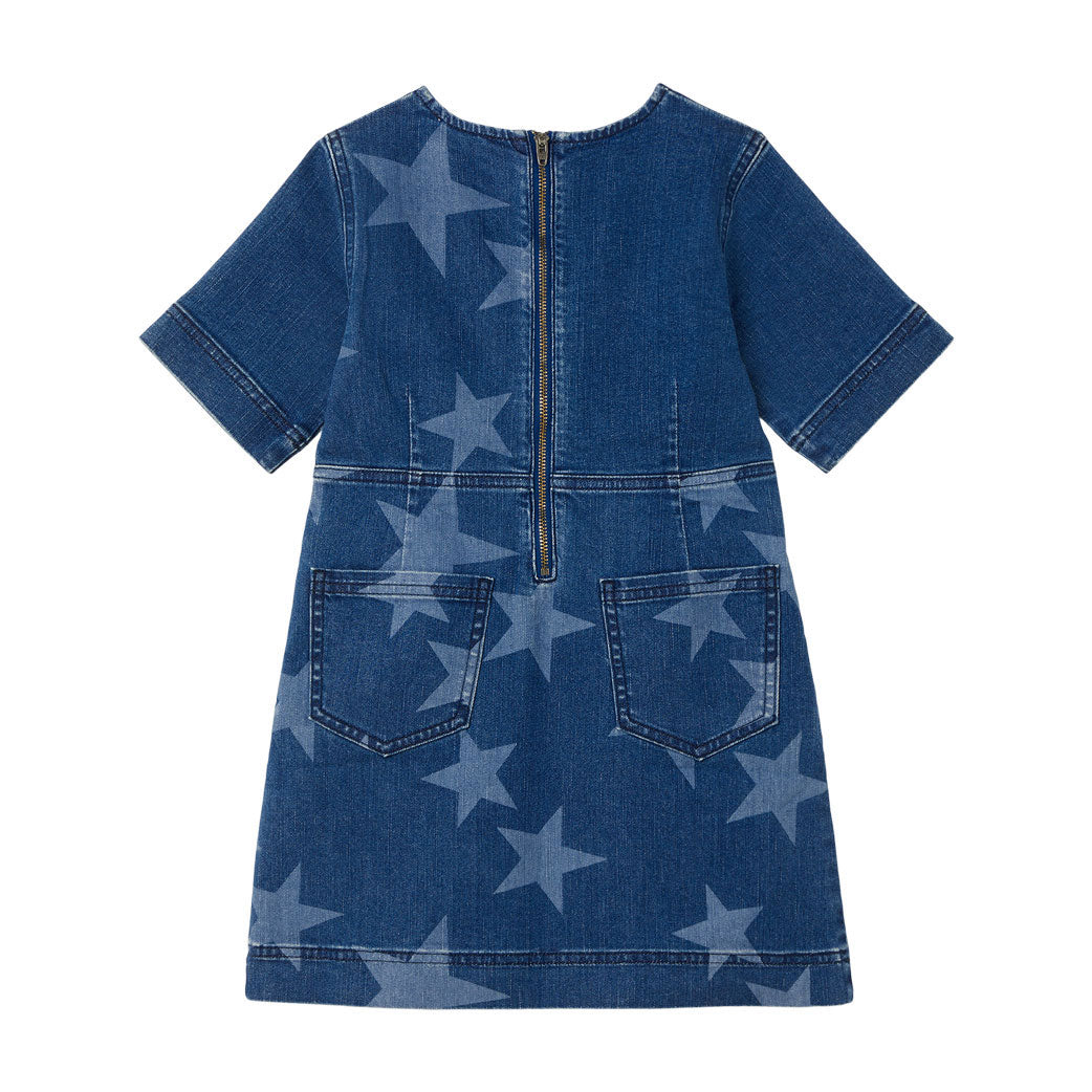 Stella McCartney Navy Ss Bleached Stars Strech Denim Dress