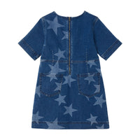 Stella McCartney Navy Ss Bleached Stars Strech Denim Dress