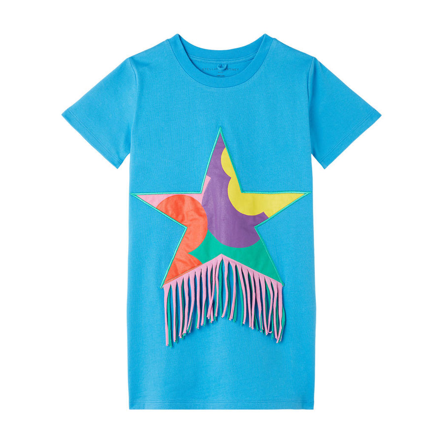 Stella McCartney Blue Multicolor Patch And Fringes Dress