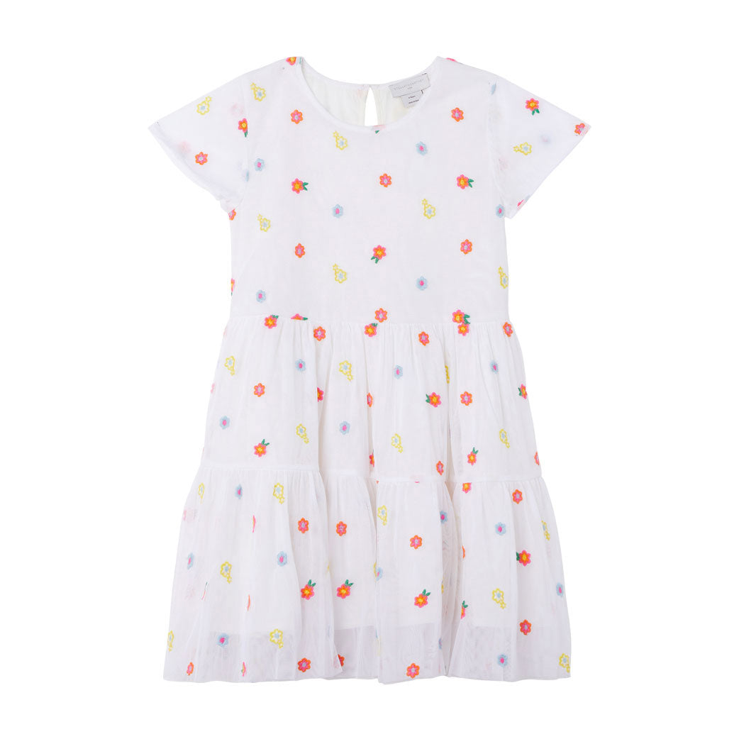 Stella McCartney White Tulle Floral Embroidery Dress