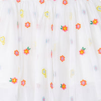 Stella McCartney White Tulle Floral Embroidery Dress
