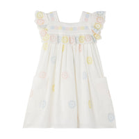Stella McCartney White Sleeveless Multicolor Flowers Embro Dress