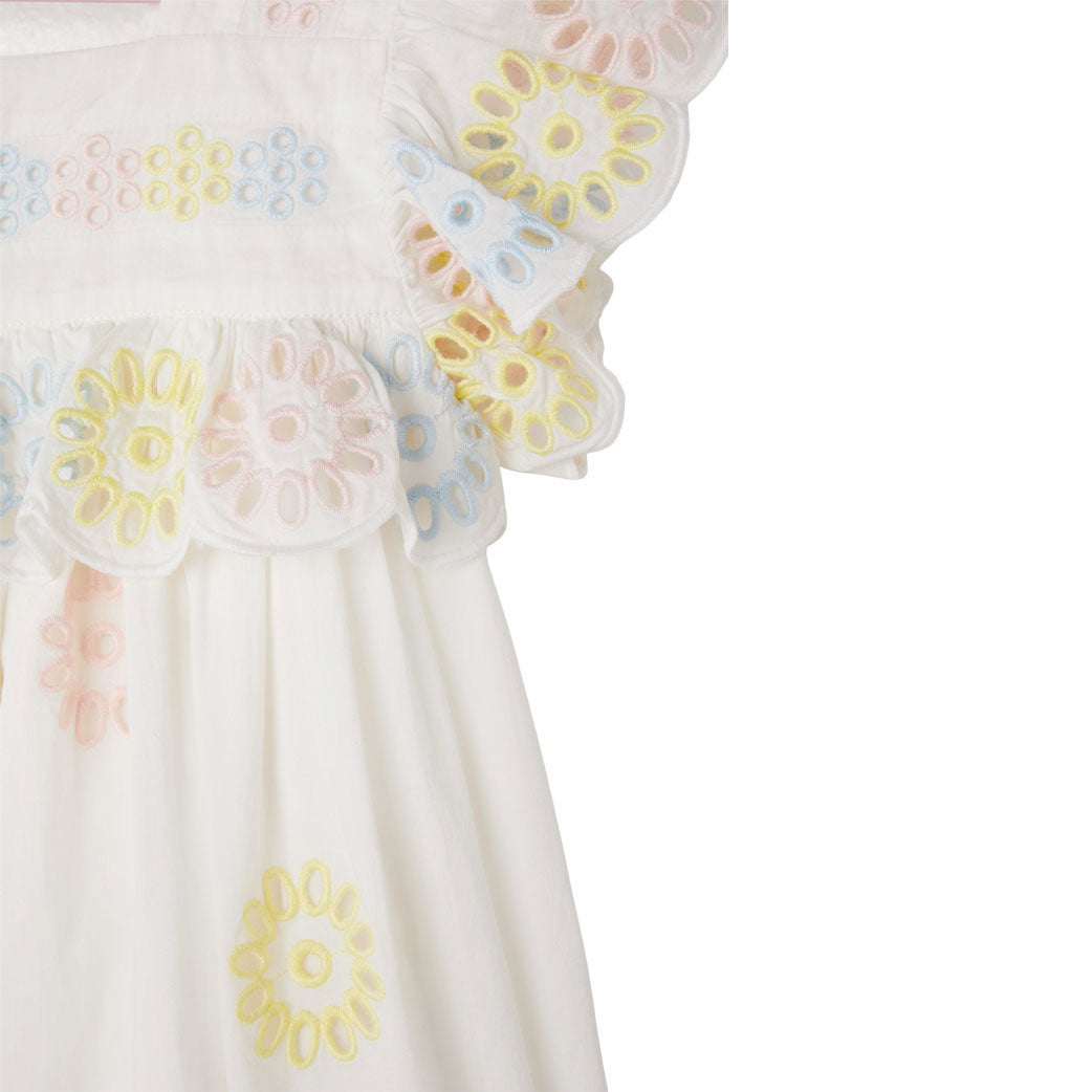 Stella McCartney White Sleeveless Multicolor Flowers Embro Dress