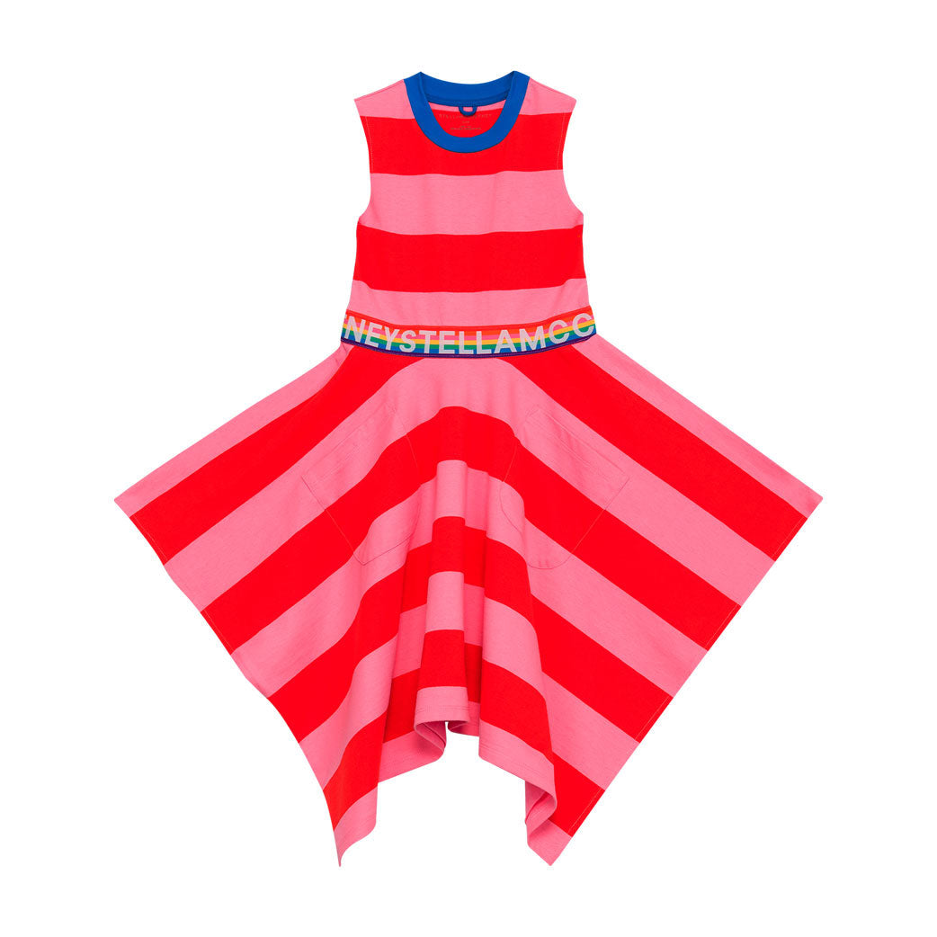 Stella McCartney Pink Jersey Stella Logo Striped Dress