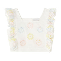 Stella McCartney White Multicolor Flowers Embro Crop Top