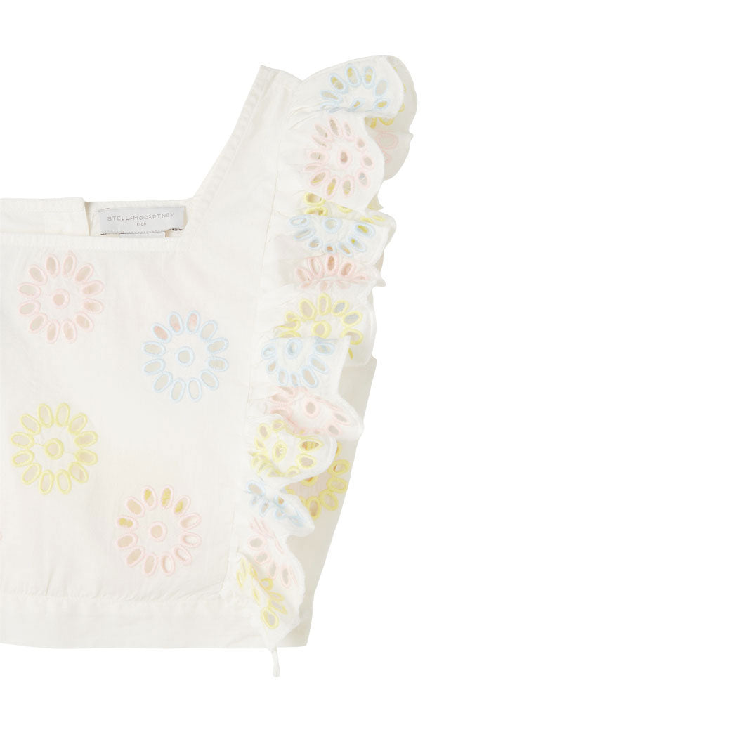 Stella McCartney White Multicolor Flowers Embro Crop Top