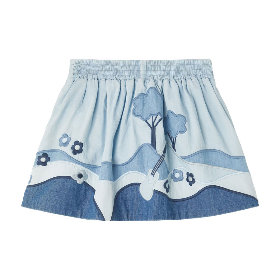 Stella McCartney Blue Chambray Landscape Patches Skirt