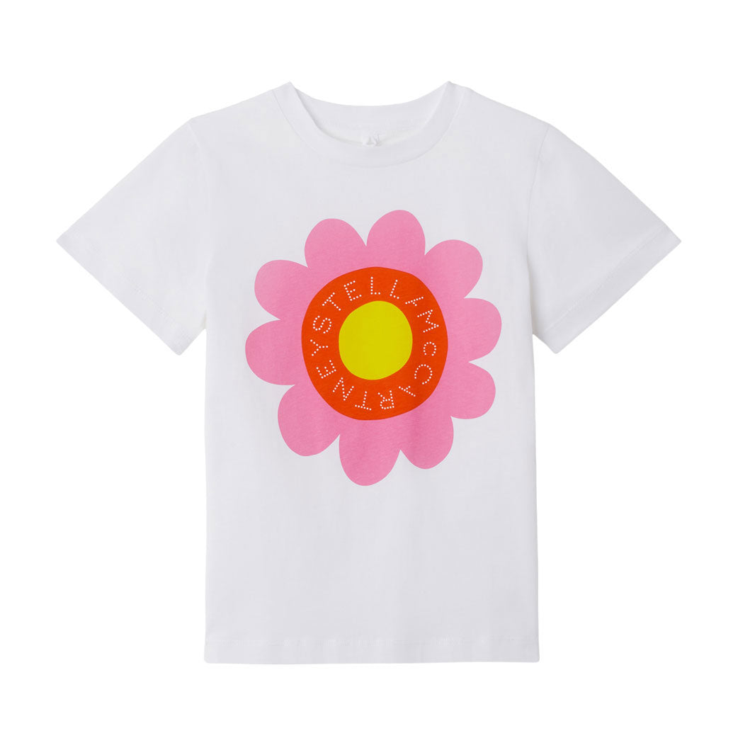 Stella McCartney White Graphic Flower Logo Tee