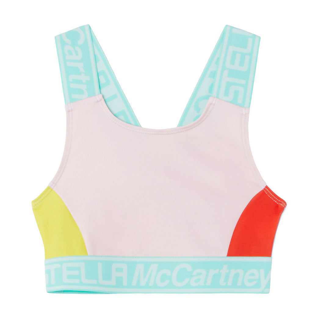 Stella McCartney Red Color Block Logo Tape Active Top