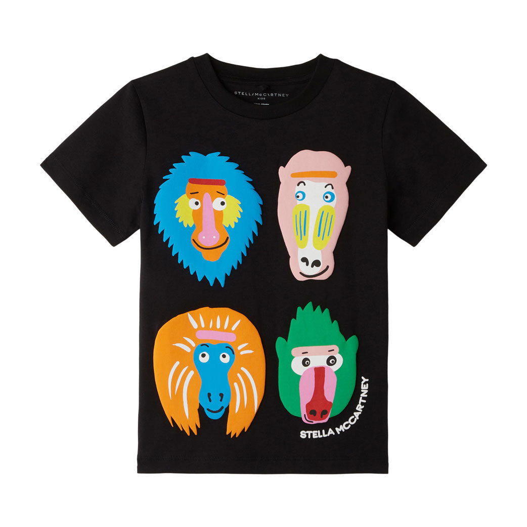 Stella McCartney Black Monkey Family Print Tee