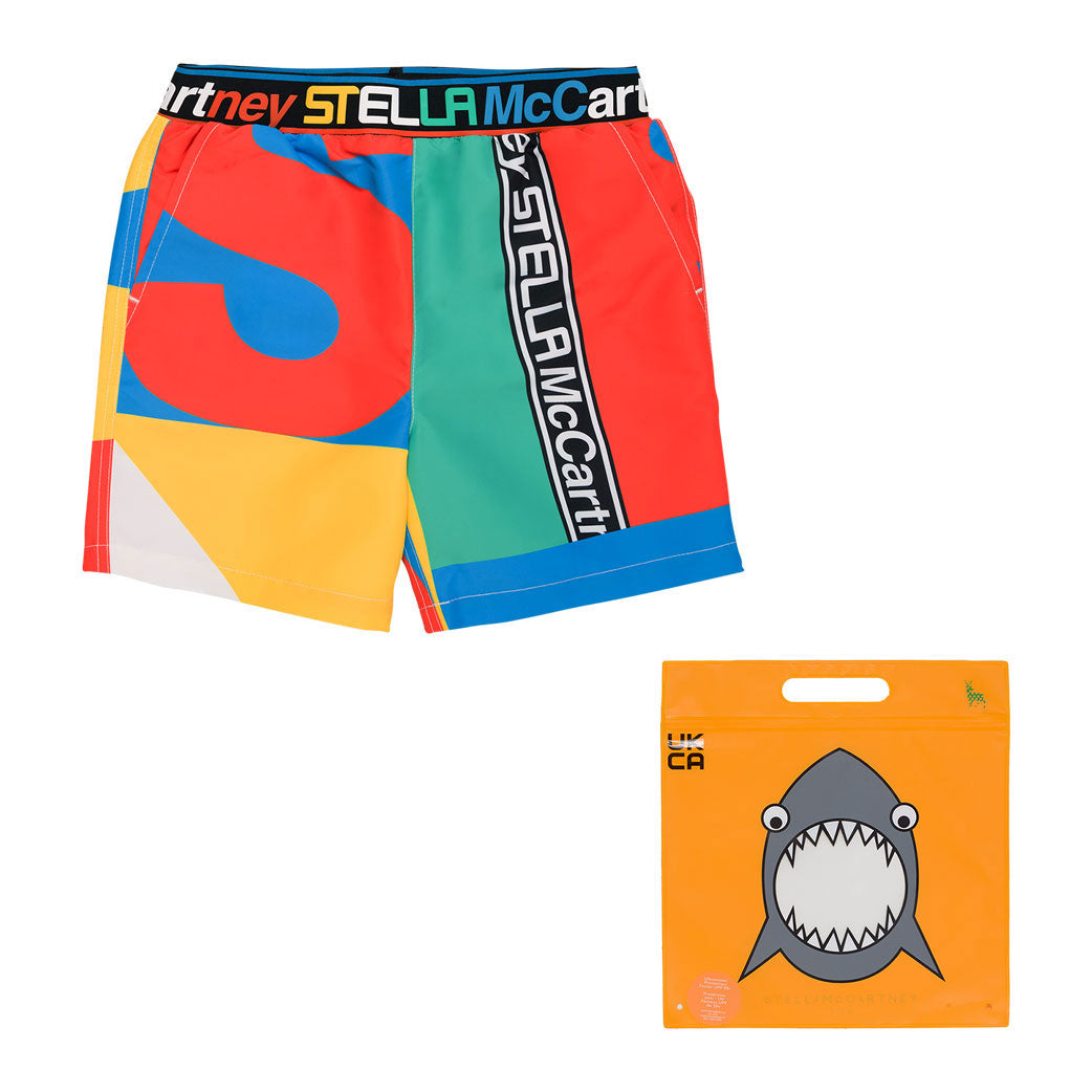 Stella McCartney Red Sport Geometric Swim Shorts