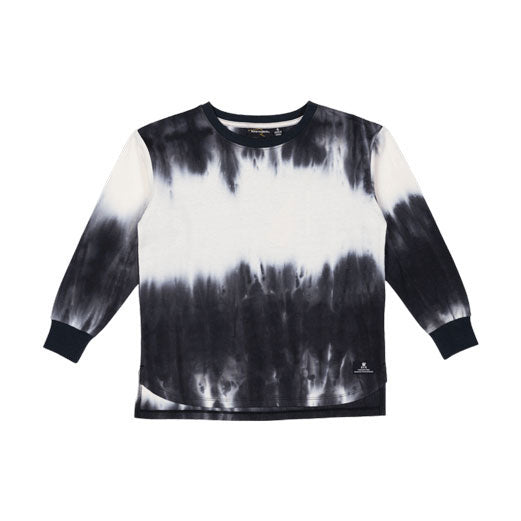 Rock Your Baby Charcoal Cream Tie Dye Long Sleeve Boxy Tee