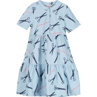 Beau Loves Sky Blue Rock Paper Scissors Tiered Dress