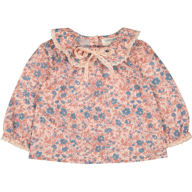 Louis Louise Powder Pink Vintage Flower Alicia Baby Blouse