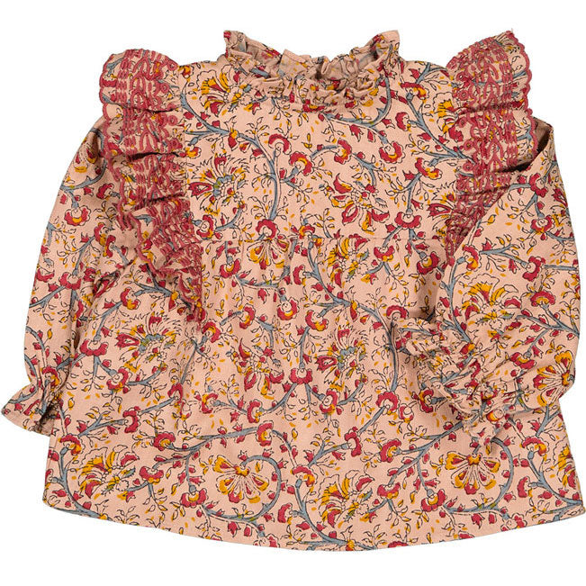 Louis Louise Powder Pink Indian Floral Amandette Baby Blouse
