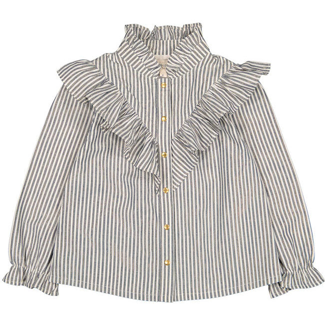 Louis Louise Navy Cotton Luirex Stripe Figue Blouse