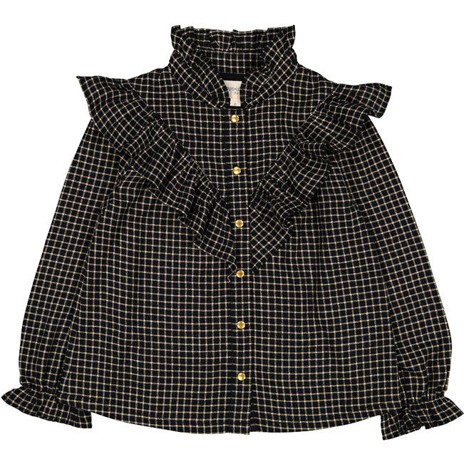 Louis Louise Black Check Twill Figue Blouse