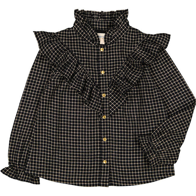 Louis Louise Black Check Twill Figue Blouse