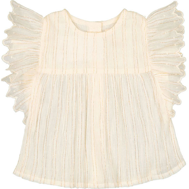 Louis Louise Cream Cotton Crepe Stripe Lurex Jasmin Tunic