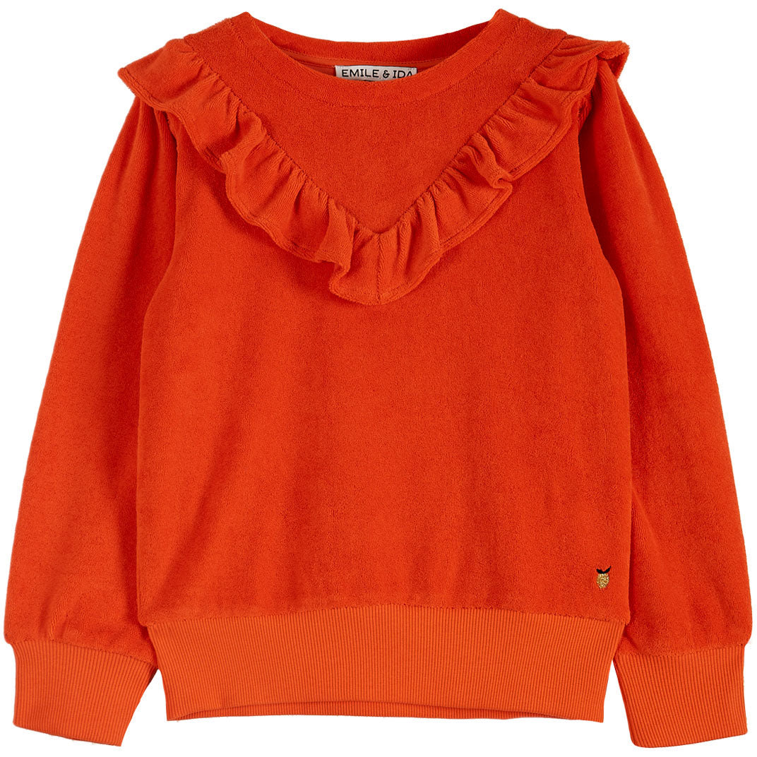 Emile et Ida Rouge V Ruffled Collar Terry Sweatshirt