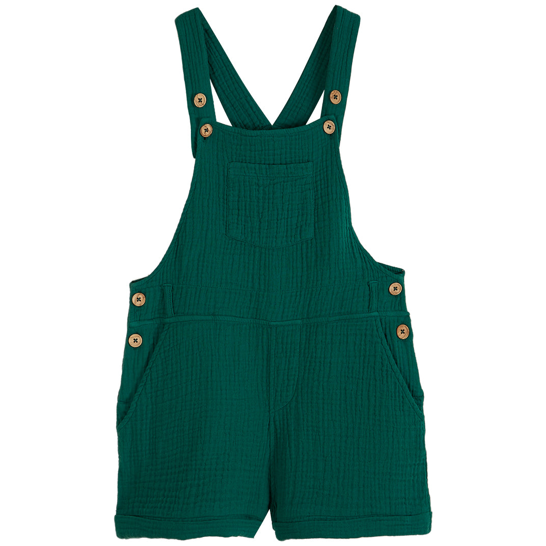 Emile et Ida Green Cotton Gauze Salopette