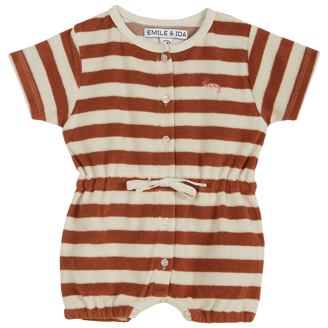 Emile et Ida Caramel Striped Romper