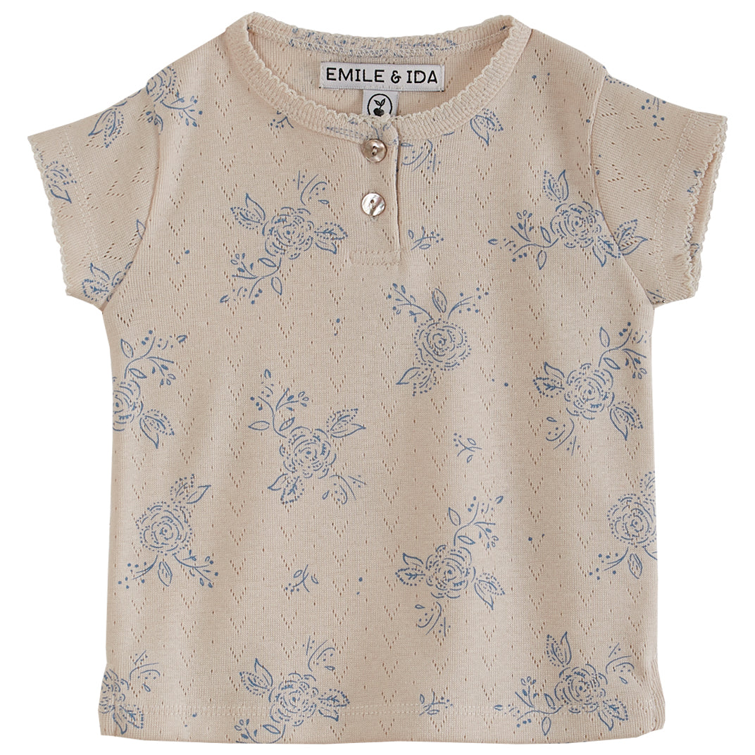 Emile et Ida Ecru Floral Print Tee